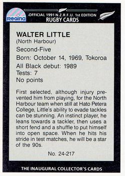 1991 Regina NZRFU 1st Edition #24 Walter Little Back